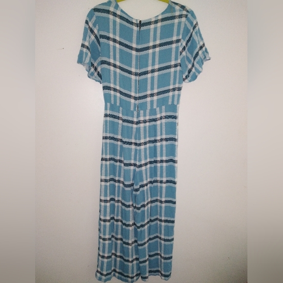 Wild Fable Wrap Front Blue Plaid Jumpsuit, Size M - Picture 9 of 14